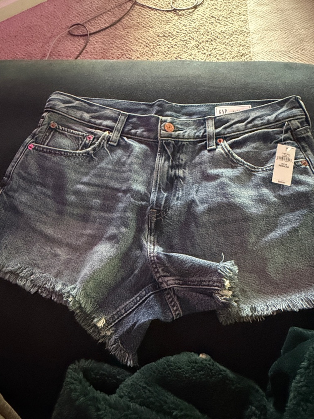 GAP Washed Blue Denim Frayed Hem Shorts
